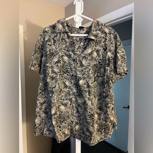 Floral Pattern Button Down Casual Tee
